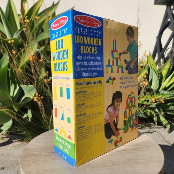 NEW Melissa & Doug Wooden Building Blocks Set 100 Blocks in 4 Colors 9 Shapes - Picture 6 of 8
